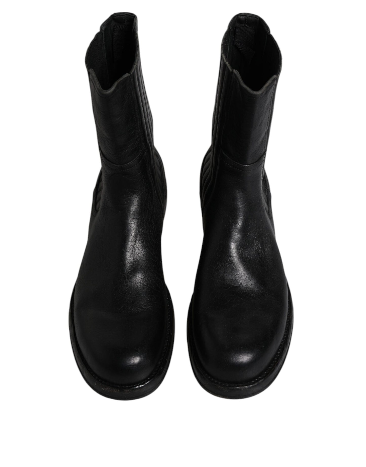 Botas de media pantorrilla de cuero de caballo negro