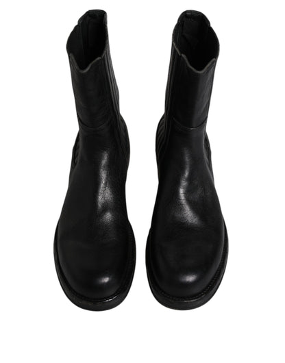 Botas de media pantorrilla de cuero de caballo negro