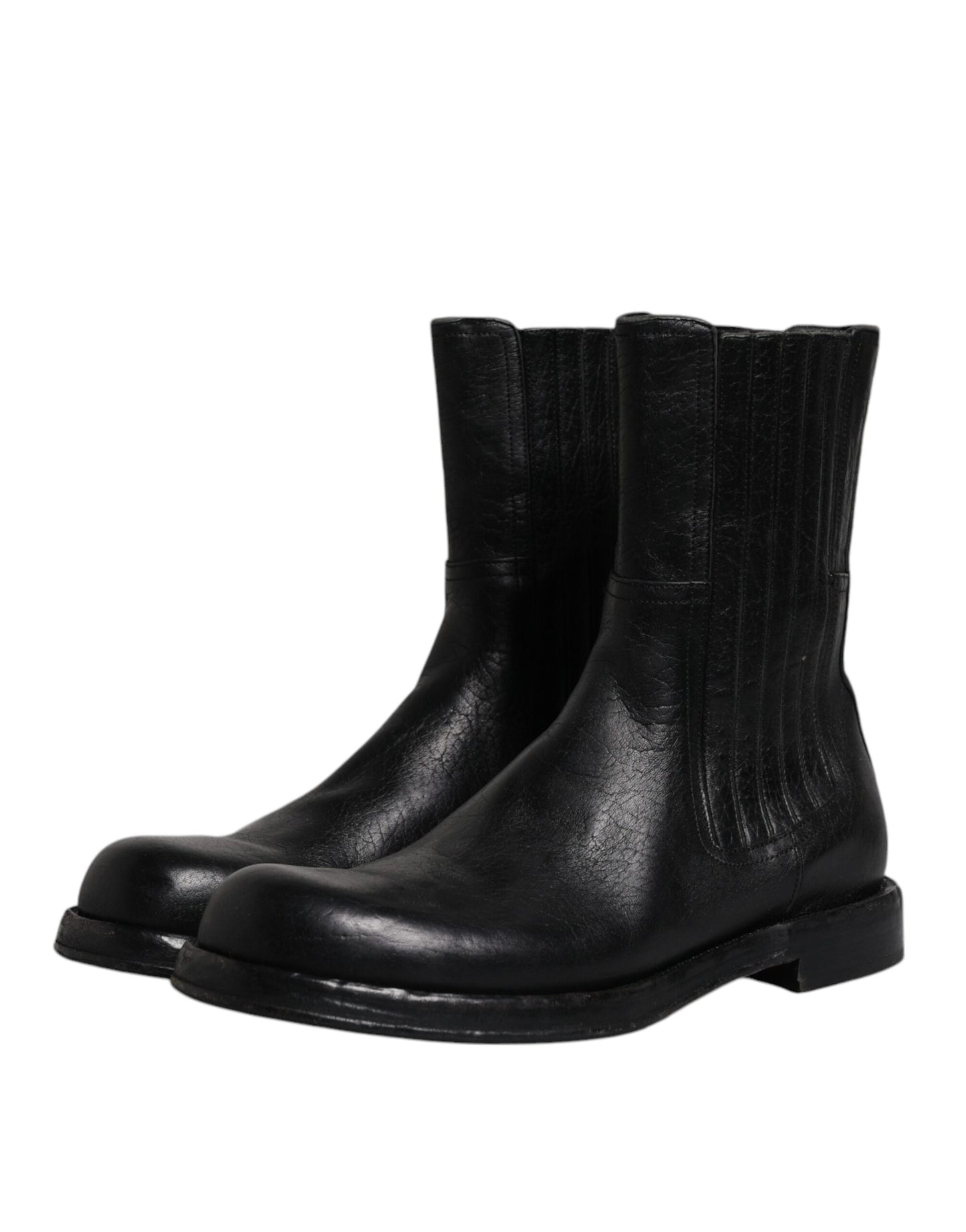 Botas de media pantorrilla de cuero de caballo negro
