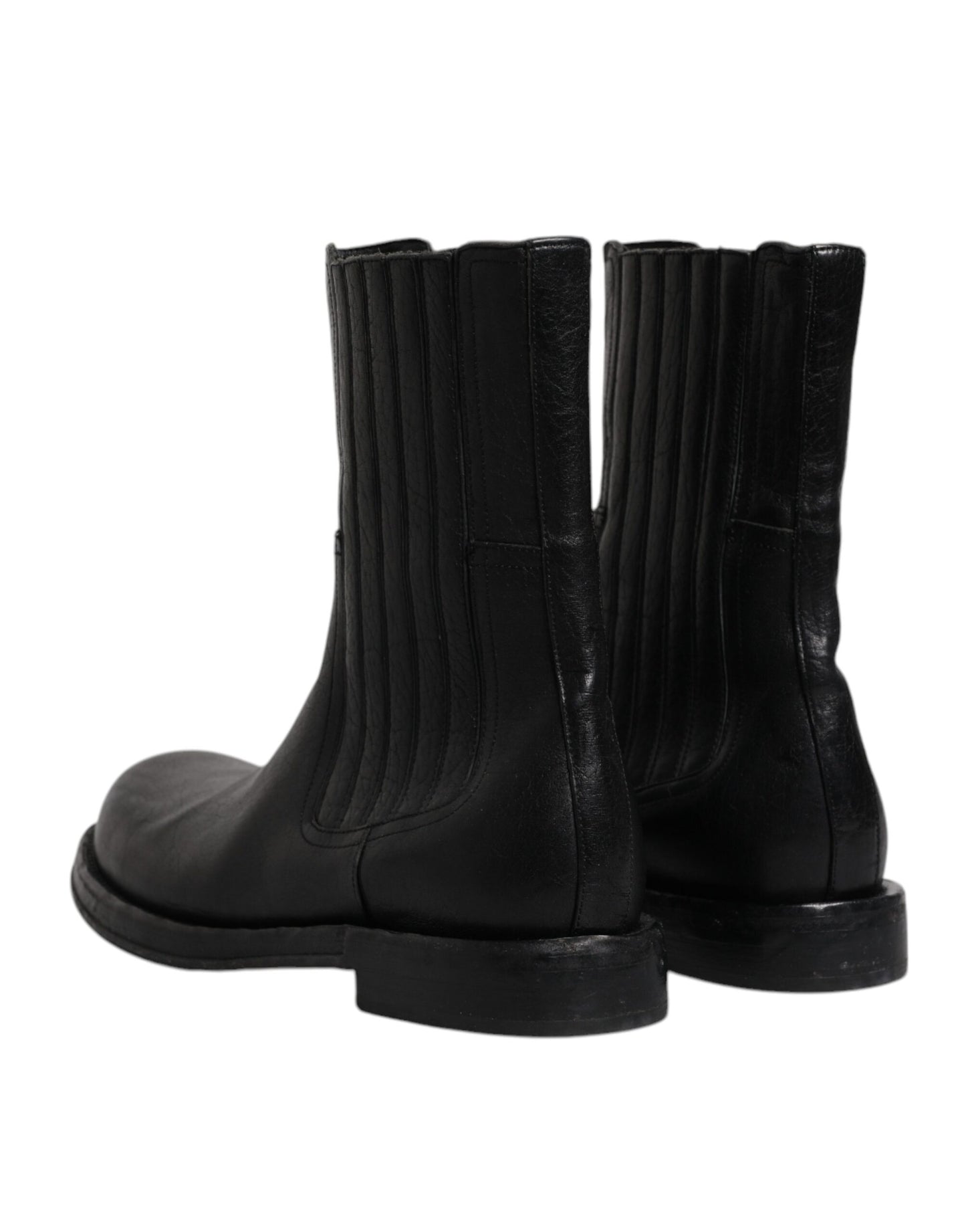 Botas de media pantorrilla de cuero de caballo negro
