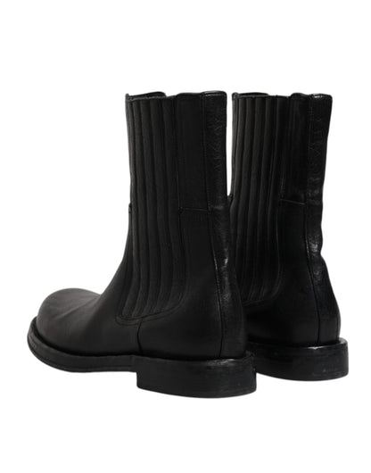 Botas de media pantorrilla de cuero de caballo negro