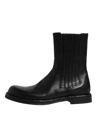 Botas de media pantorrilla de cuero de caballo negro