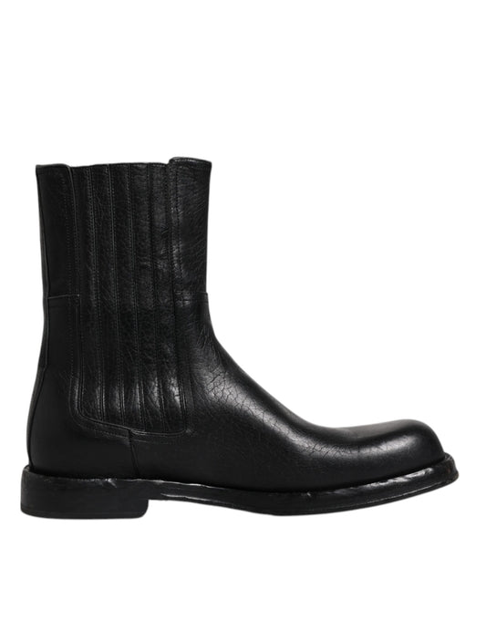 Botas de media pantorrilla de cuero de caballo negro