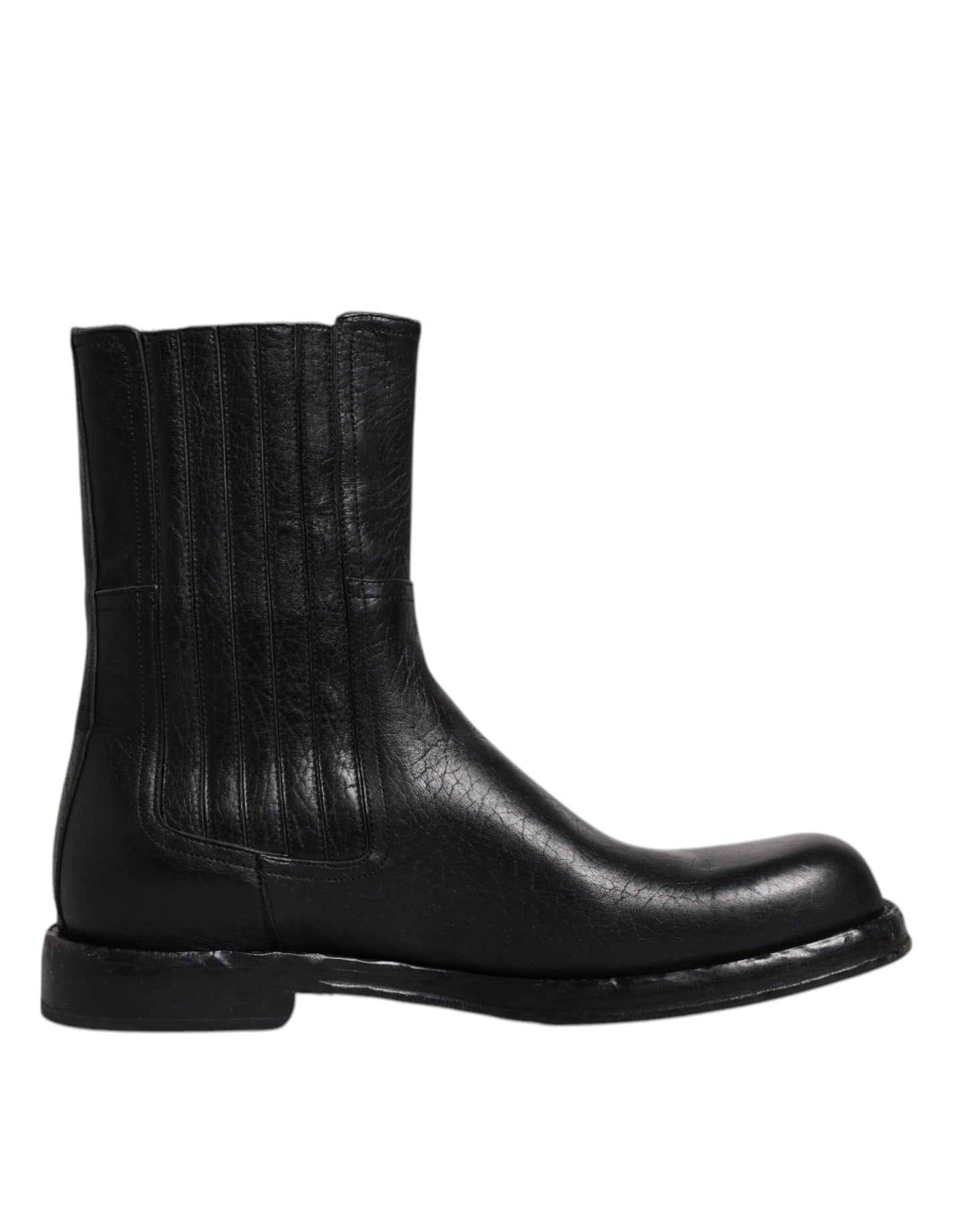 Botas de media pantorrilla de cuero de caballo negro