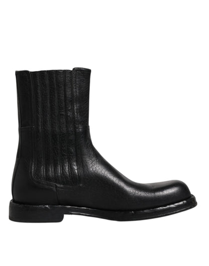 Botas de media pantorrilla de cuero de caballo negro