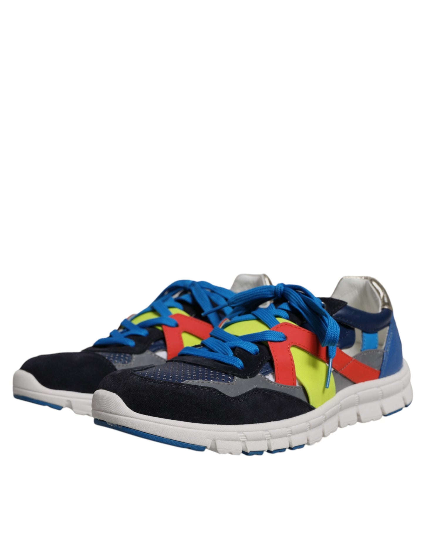 Zapatillas bajas de ante y cuero multicolor