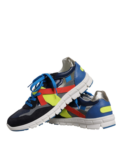 Zapatillas bajas de ante y cuero multicolor