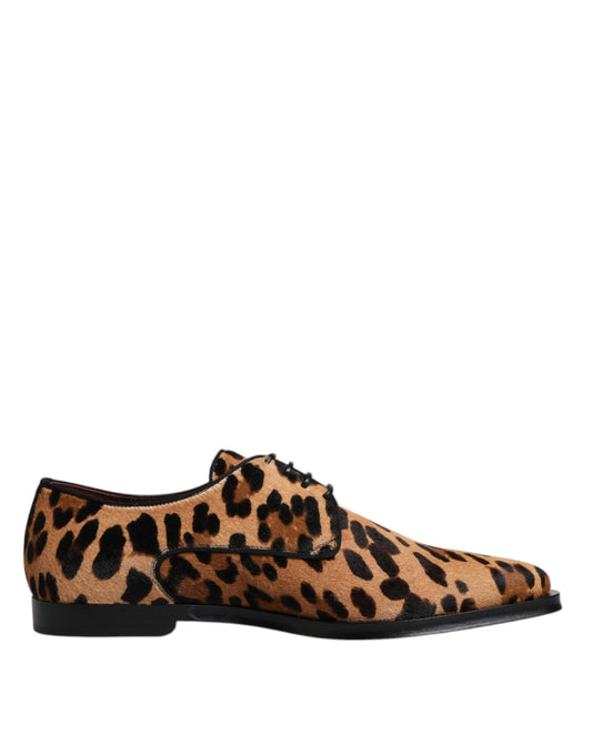 Zapatos de vestir formales Derby de leopardo marrón para hombre