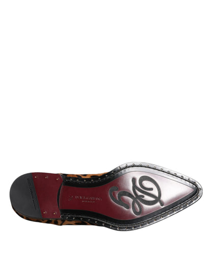 Zapatos de vestir formales Derby de leopardo marrón para hombre