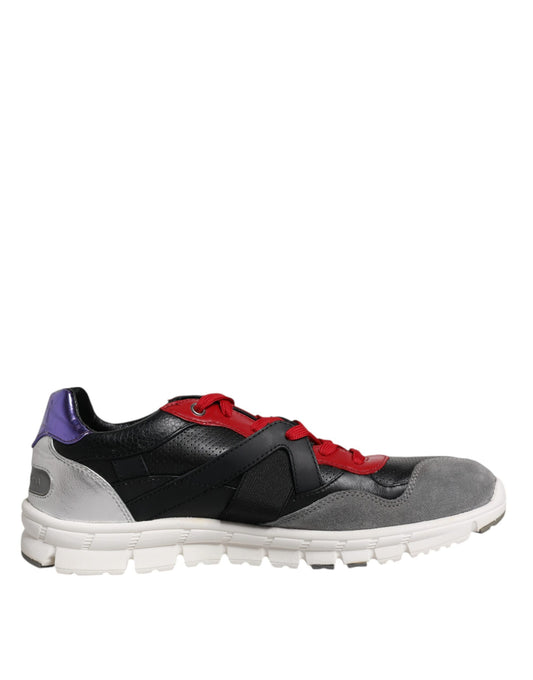 Zapatillas bajas de ante y cuero multicolor