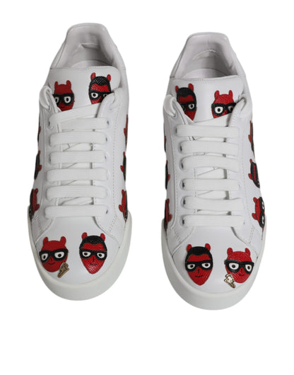 Zapatillas Portofino con cara de diablo blanco