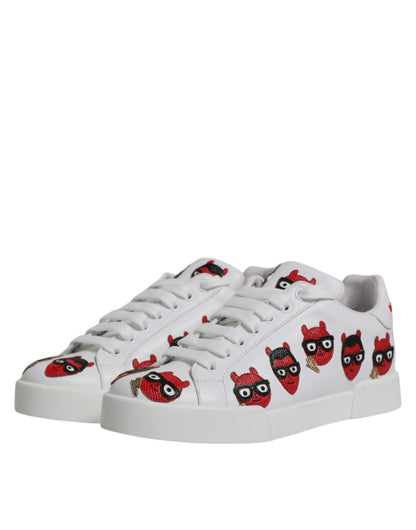 Zapatillas Portofino con cara de diablo blanco