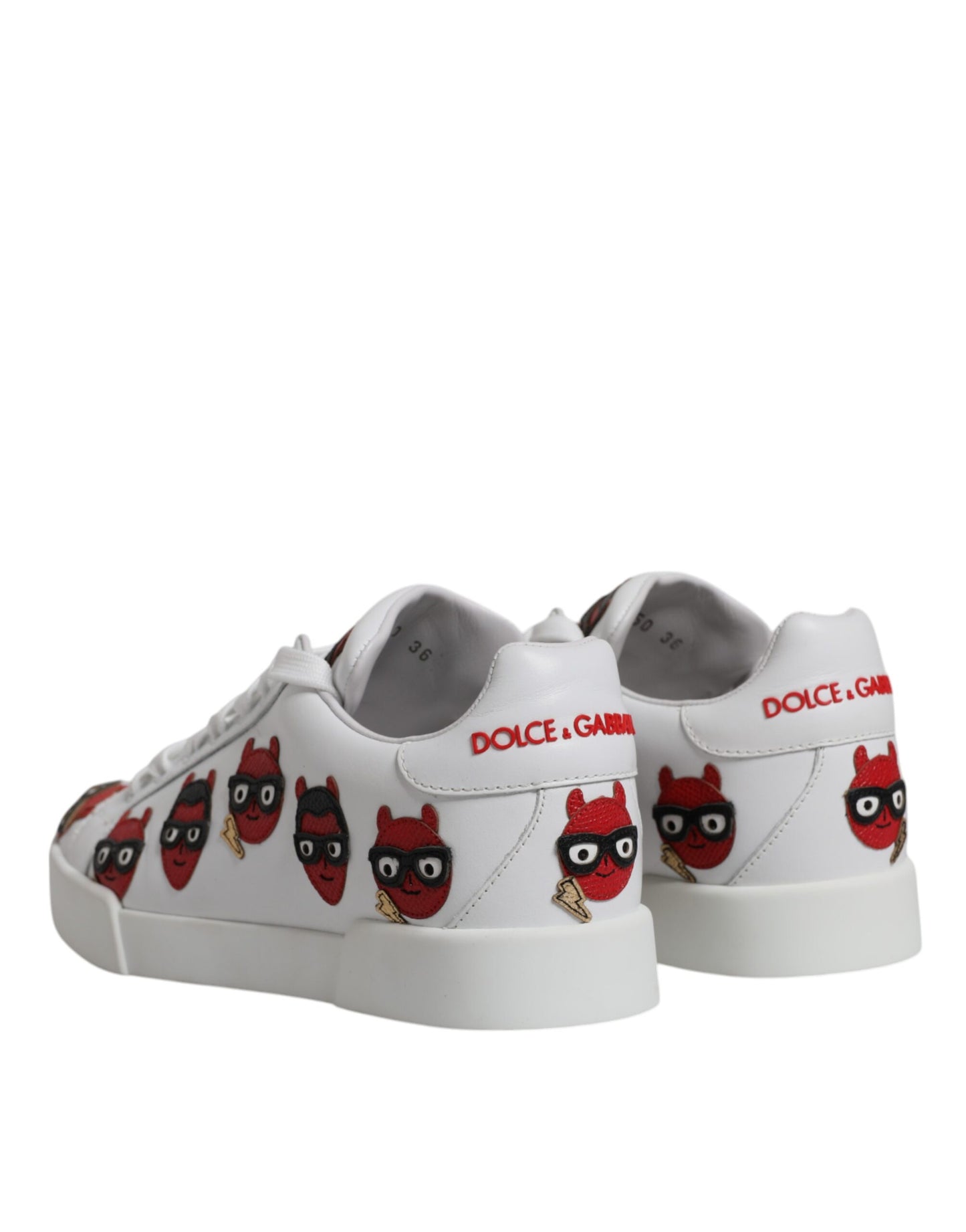 Zapatillas Portofino con cara de diablo blanco