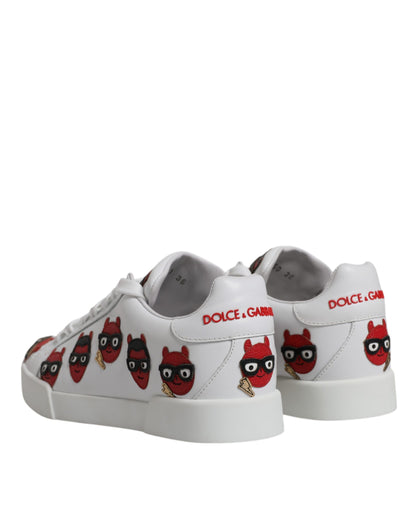 Zapatillas Portofino con cara de diablo blanco