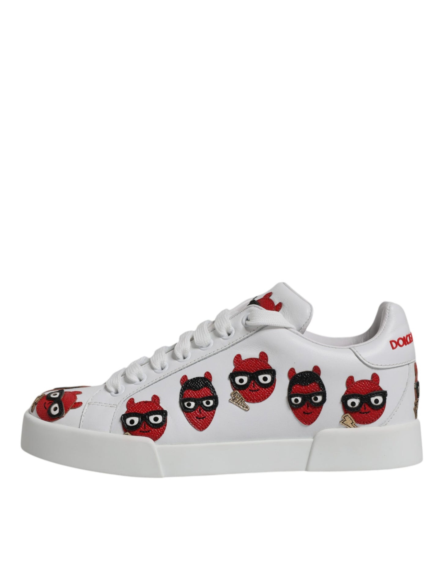 Zapatillas Portofino con cara de diablo blanco