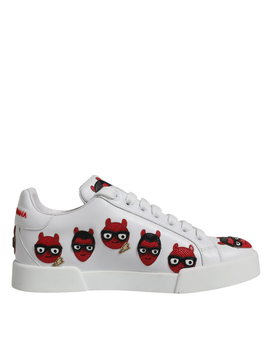 Zapatillas Portofino con cara de diablo blanco
