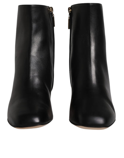 Botas de media pantorrilla de cuero Black Jackie
