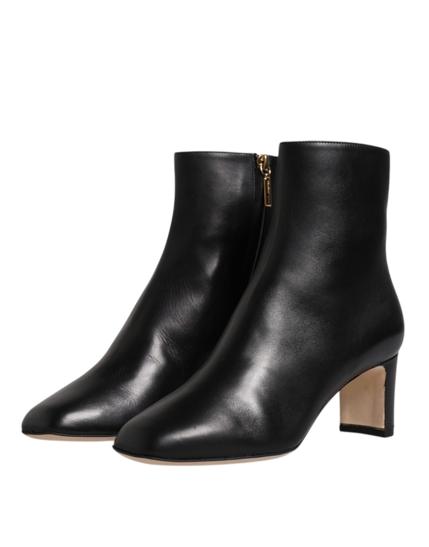 Botas de media pantorrilla de cuero Black Jackie