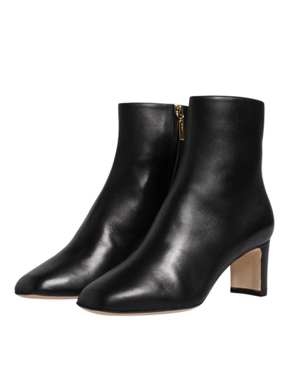 Botas de media pantorrilla de cuero Black Jackie