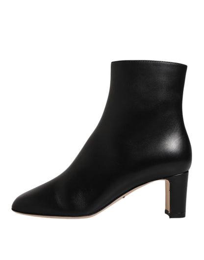 Botas de media pantorrilla de cuero Black Jackie