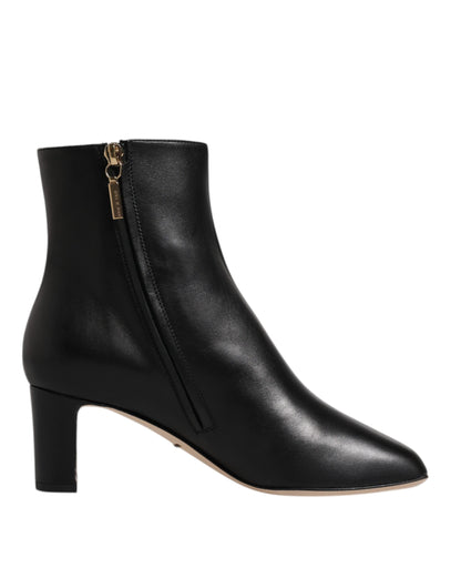 Botas de media pantorrilla de cuero Black Jackie