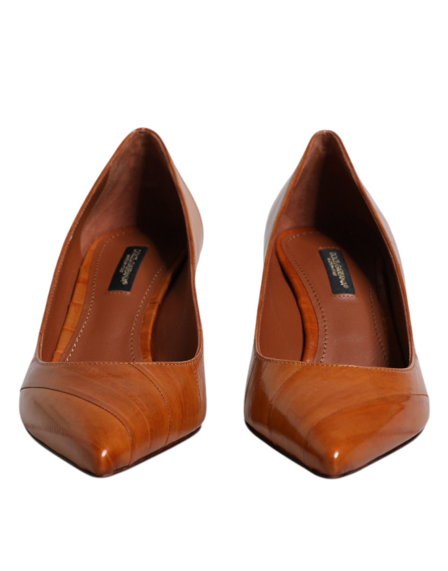 Zapatos de tacón bajo de piel marrón