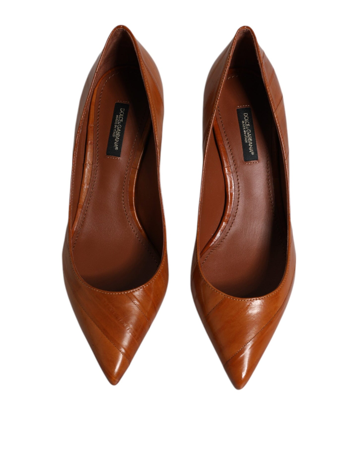 Zapatos de tacón bajo de piel marrón