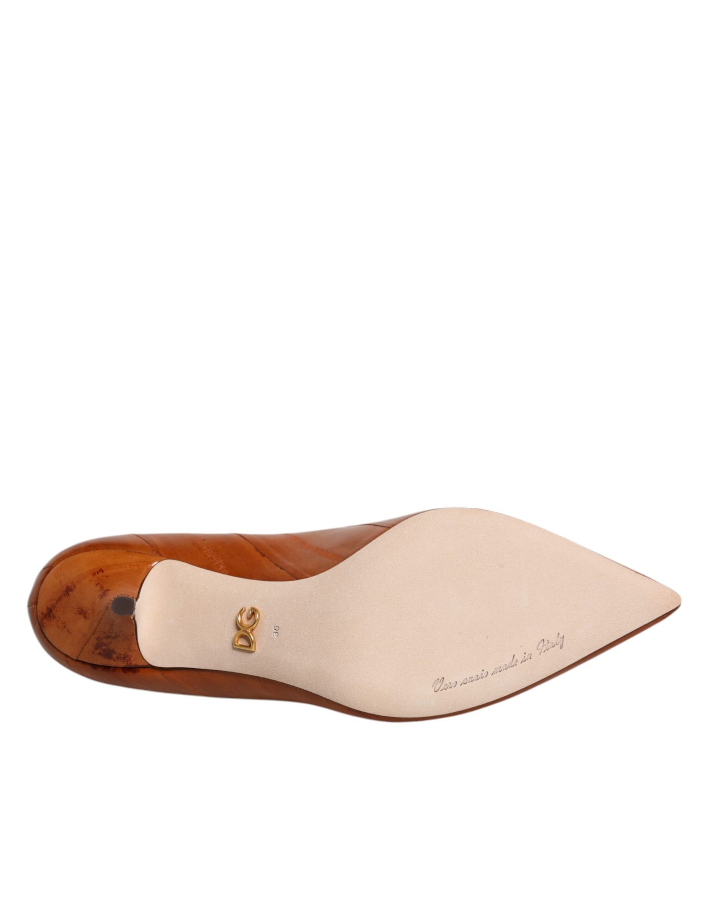 Zapatos de tacón bajo de piel marrón