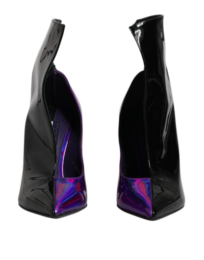 Botines puntiagudos morados y negros