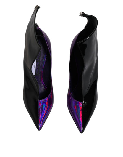 Botines puntiagudos morados y negros