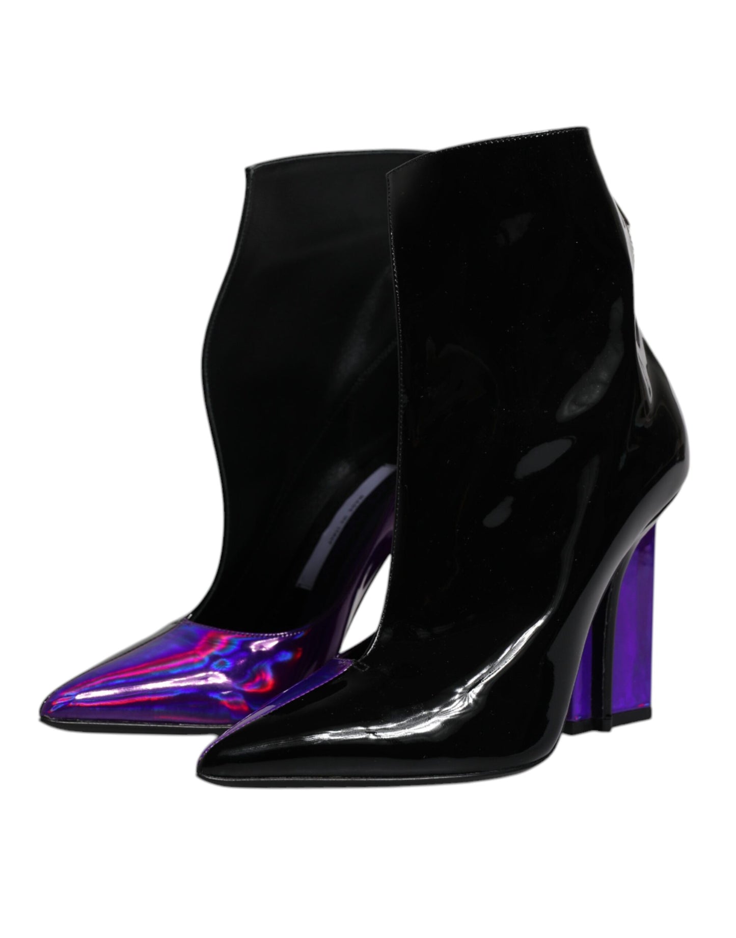 Botines puntiagudos morados y negros