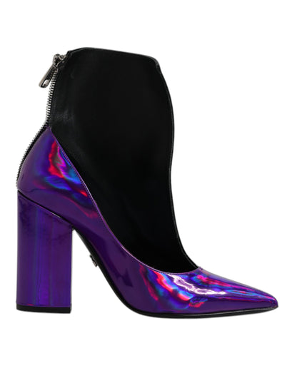 Botines puntiagudos morados y negros