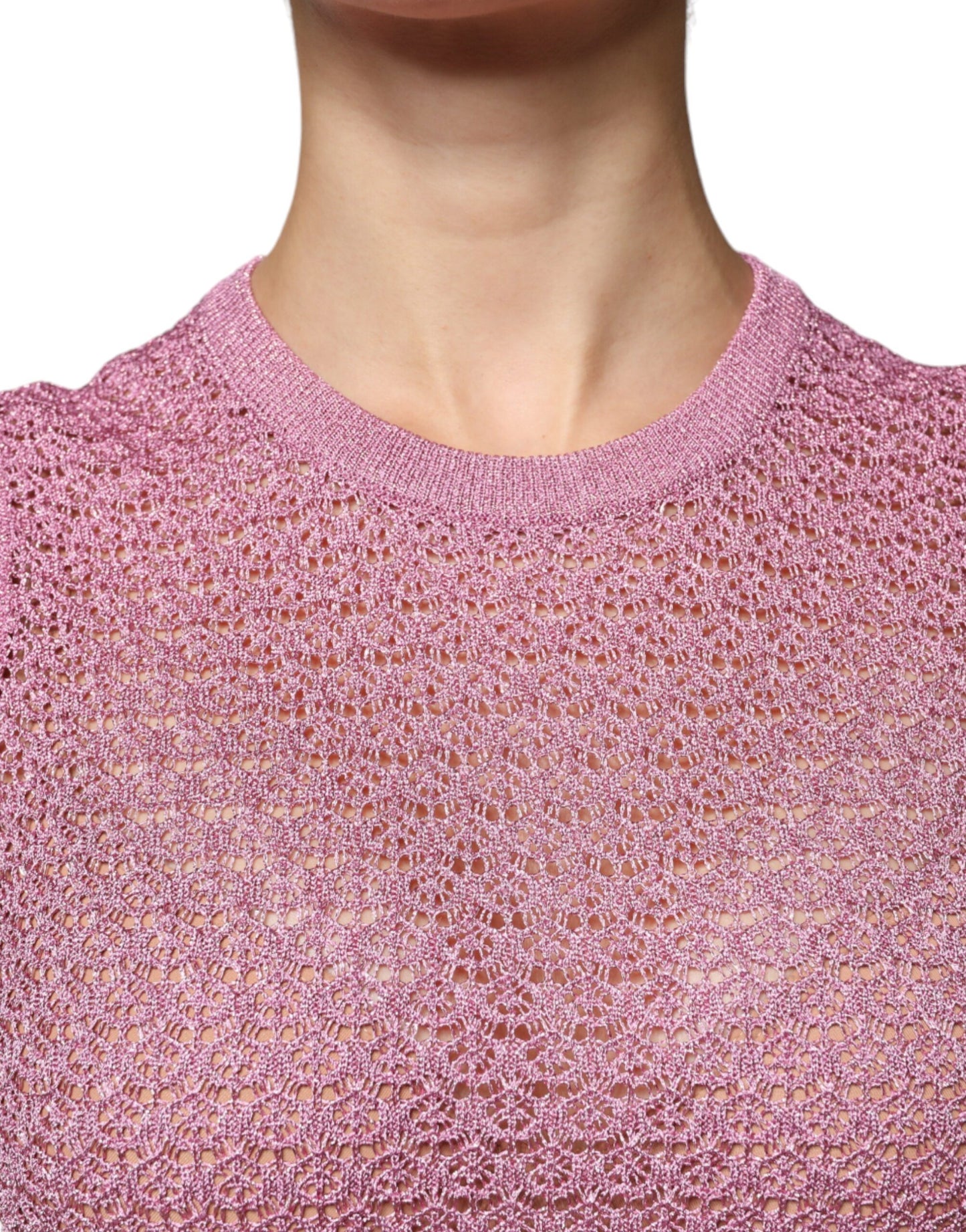 Camiseta sin mangas de malla rosa transparente