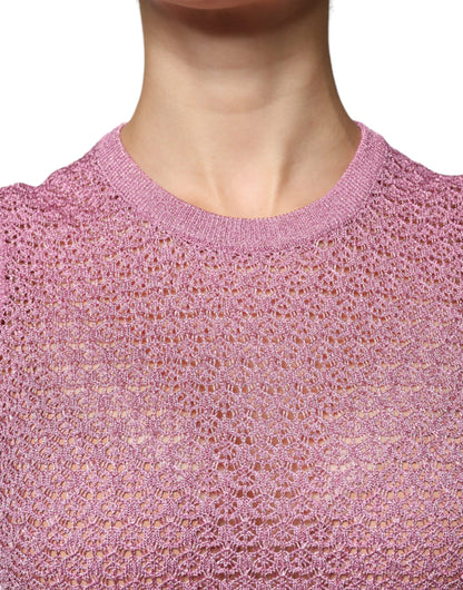 Camiseta sin mangas de malla rosa transparente
