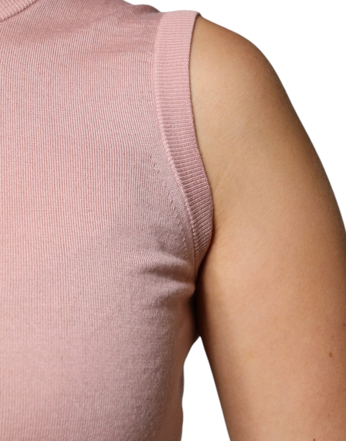 Camiseta sin mangas de punto de cachemira rosa