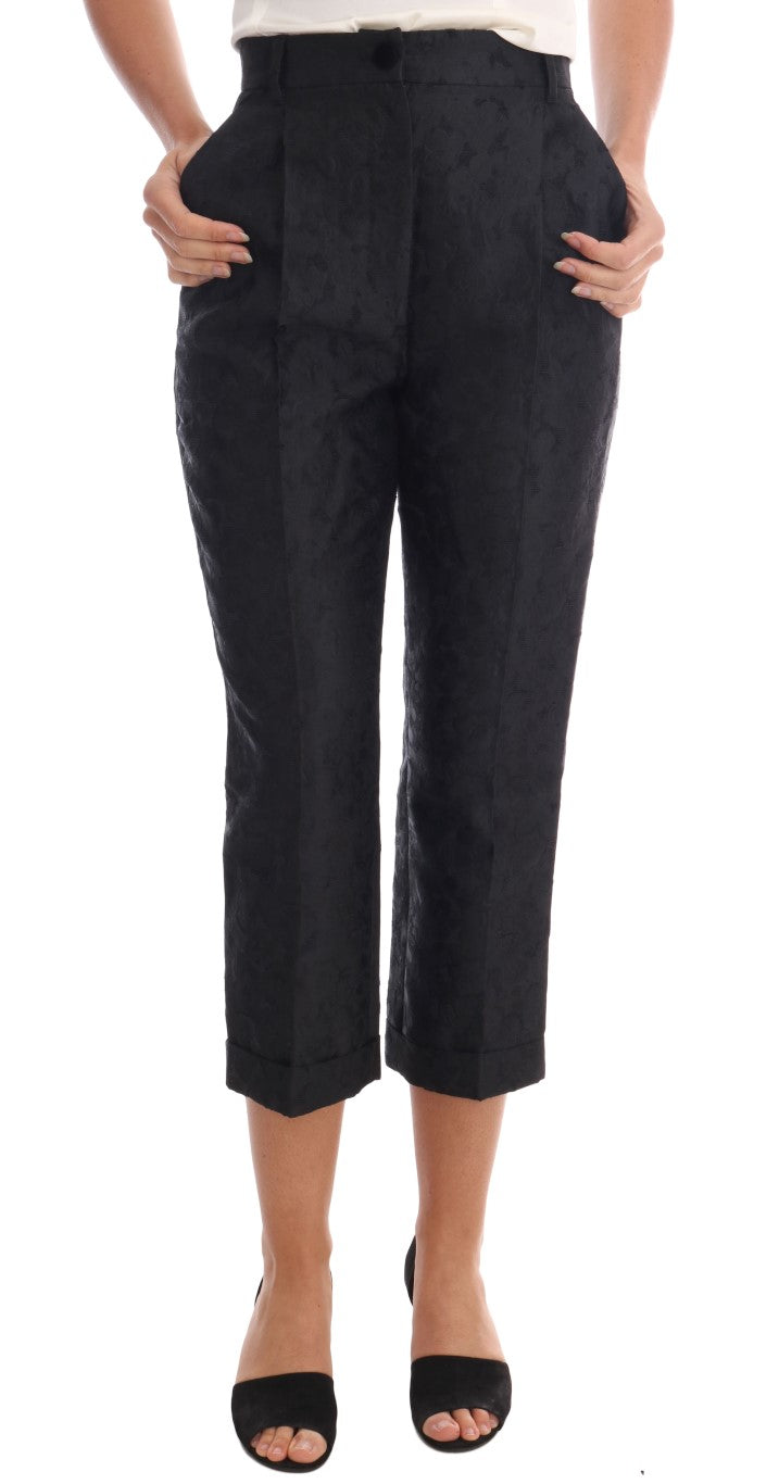 Elegantes pantalones capri de cintura alta