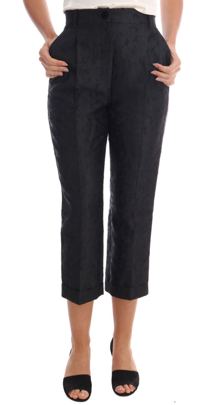 Elegantes pantalones capri de cintura alta