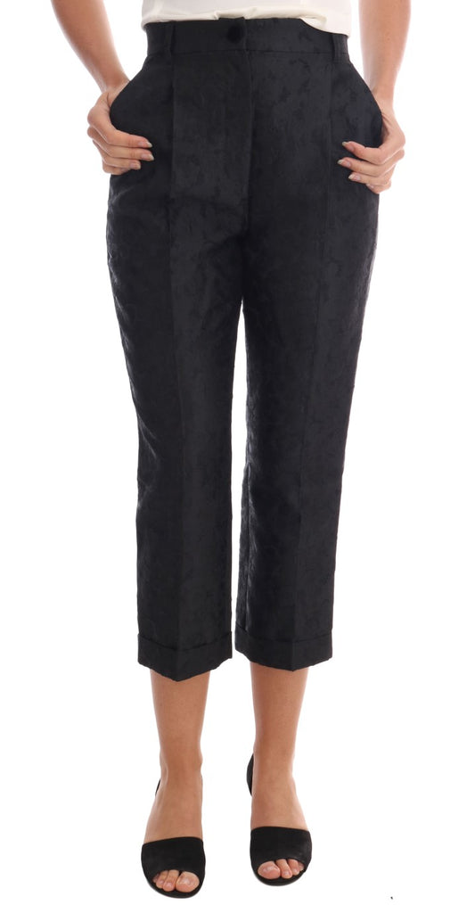 Elegantes pantalones capri de cintura alta