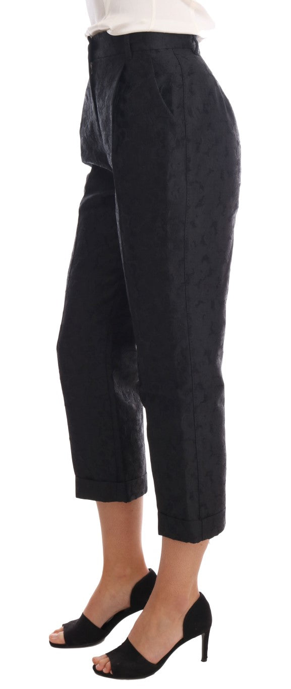 Elegantes pantalones capri de cintura alta