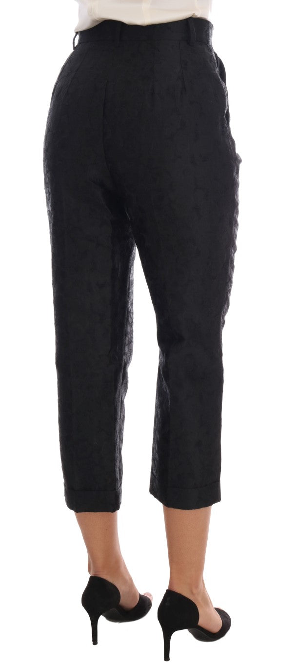 Elegantes pantalones capri de cintura alta