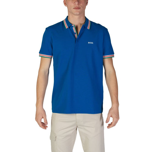Camisa polo de algodón azul