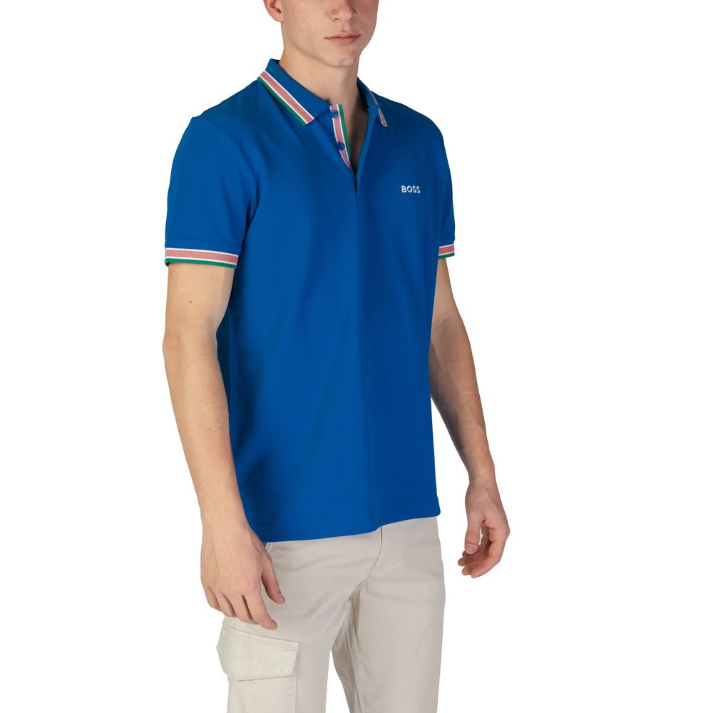Camisa polo de algodón azul