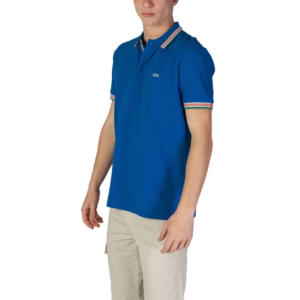 Camisa polo de algodón azul