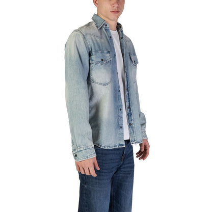 Camisa de algodón azul claro