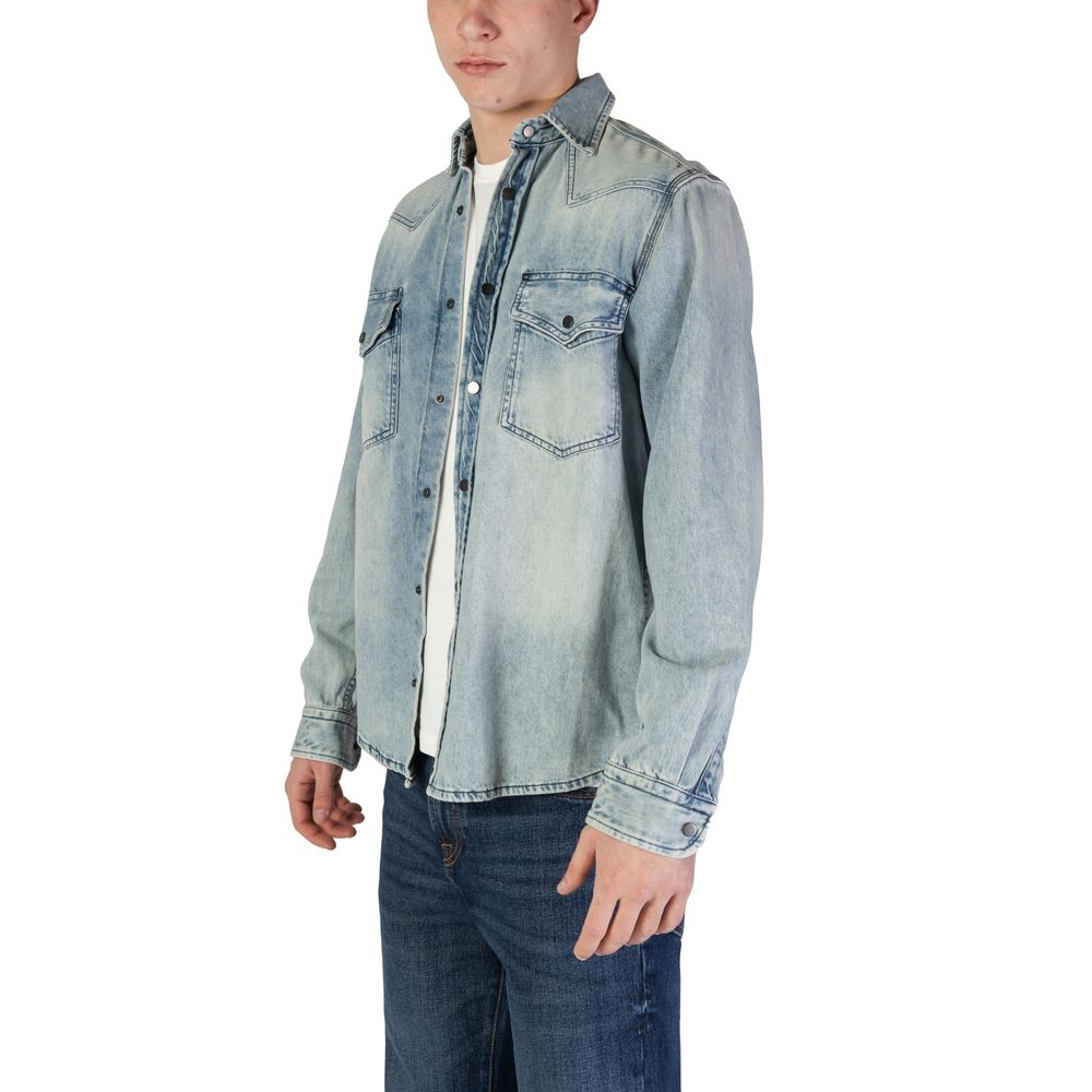 Camisa de algodón azul claro