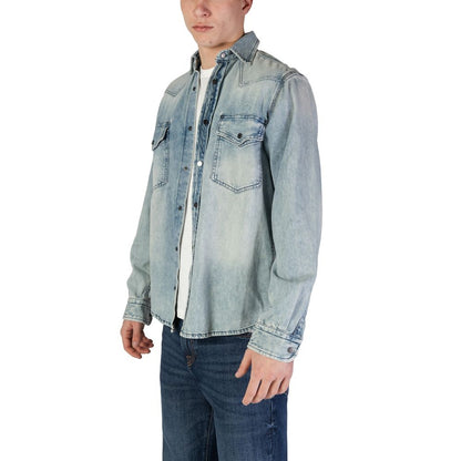 Camisa de algodón azul claro