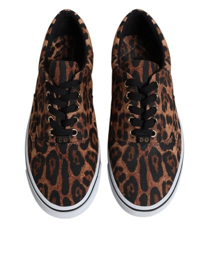 Zapatillas deportivas de algodón con estampado de leopardo marrón