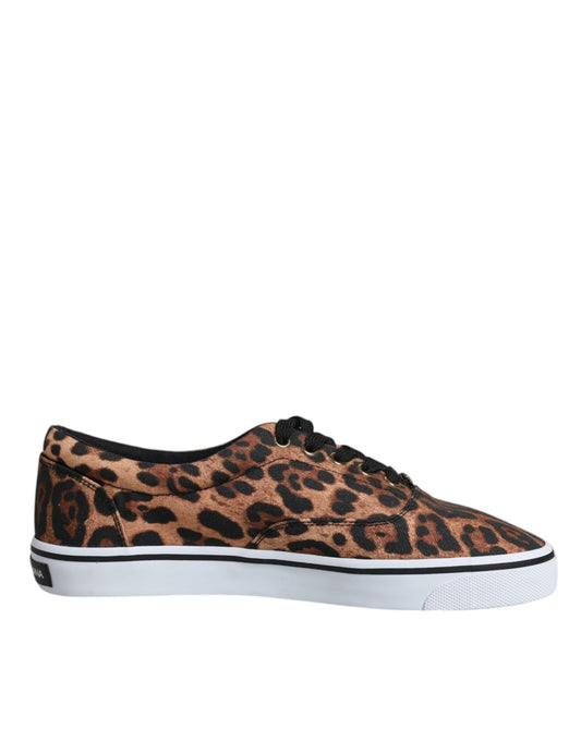 Zapatillas deportivas de algodón con estampado de leopardo marrón