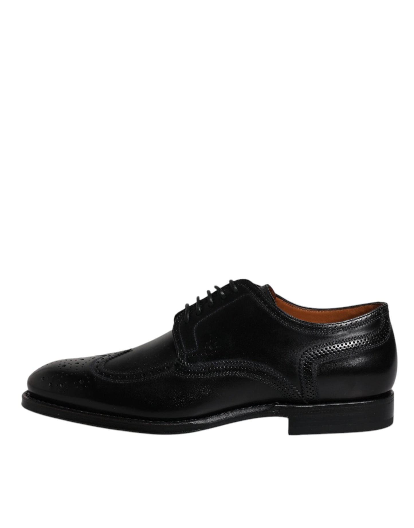 Zapatos formales Derby de cuero negro con punta de ala
