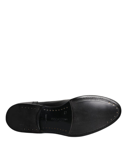 Zapatos formales Derby de cuero negro con punta de ala